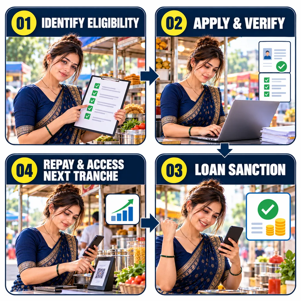 PM SVANidhi 2026 application and loan process flowchart