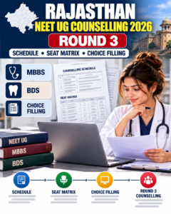 Rajasthan NEET UG Counselling 2026 Round 3 schedule and seat matrix