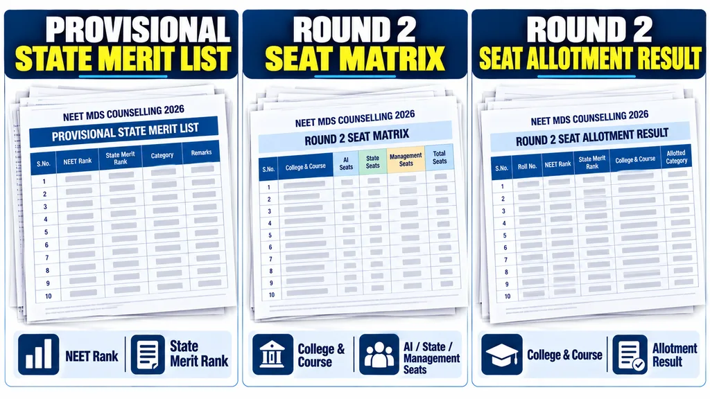NEET MDS Round 2 result merit list and seat matrix Rajasthan