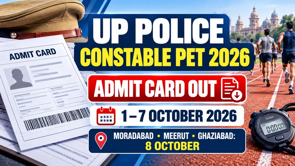 UP Police Constable PET 2026 schedule from 1 to 7 October