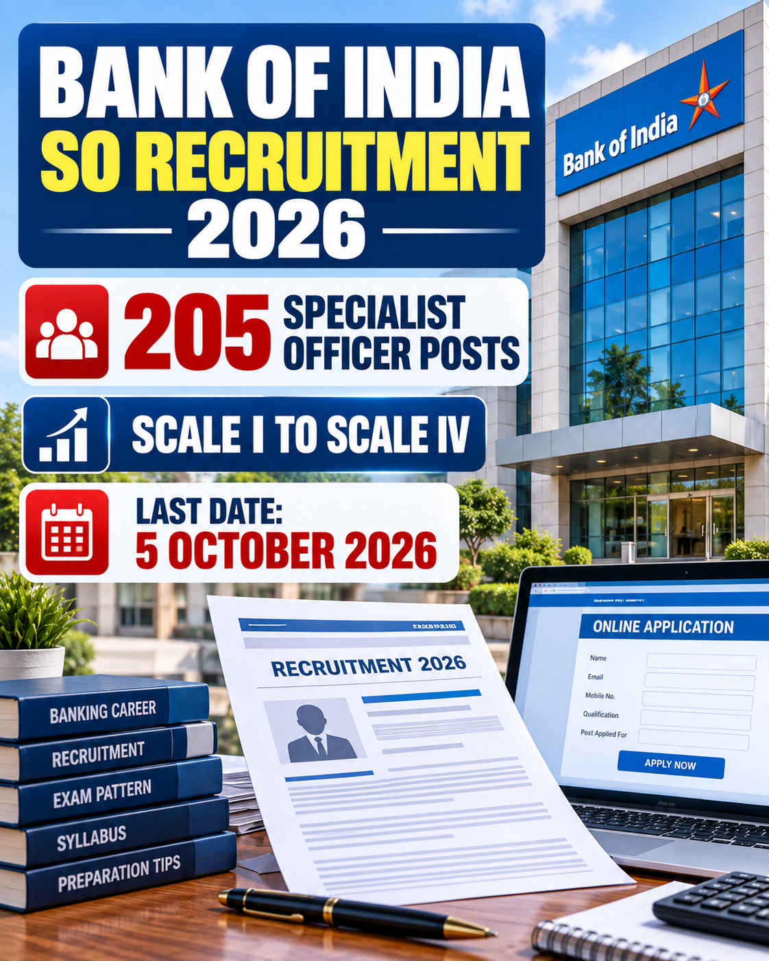 Bank of India SO Recruitment 2026: 205 Specialist Officer Posts, Eligibility, Fee, Selection Process & Apply Online